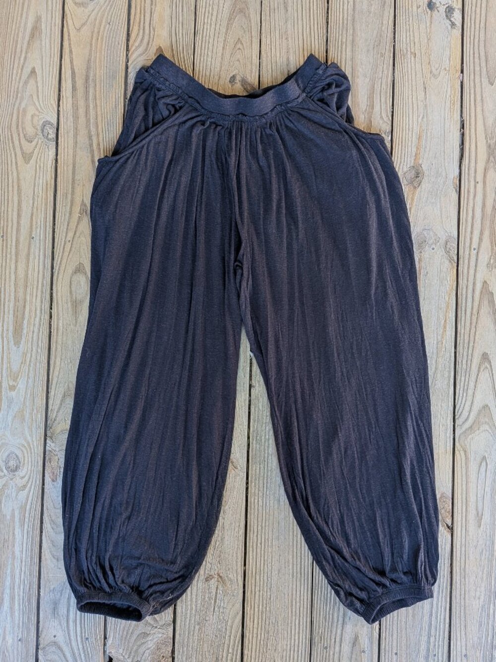 Free People Beach Black Balloon Pants with Pockets - FP Size M - Linen Blend